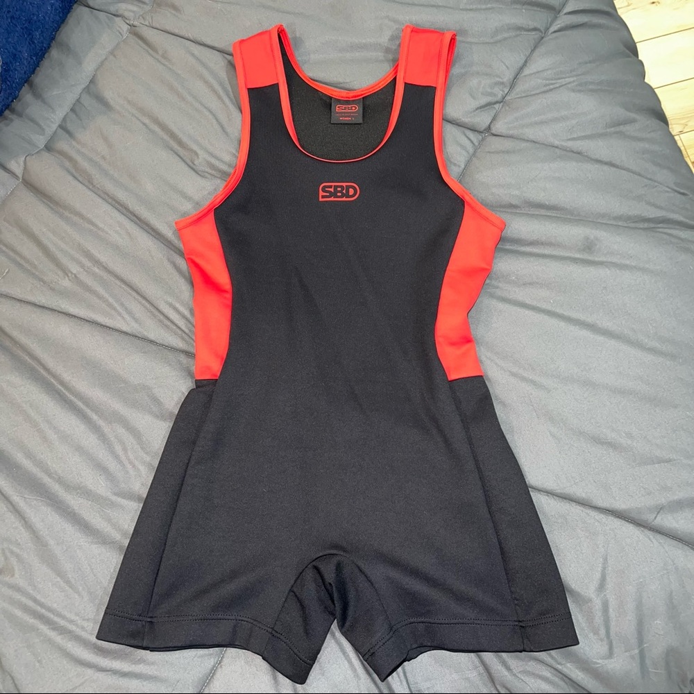 Red and Black SBD Women’s Powerlifting Singlet